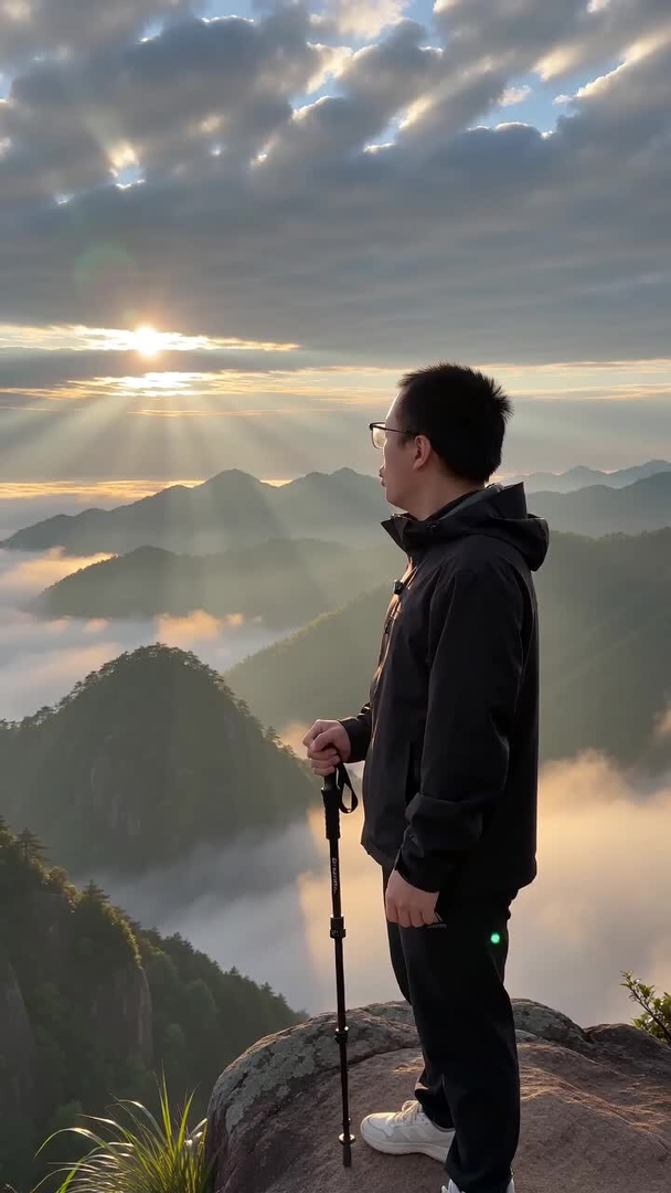 清晨雾绕山顶，但愿长醉不复醒望着群山口播人生感悟